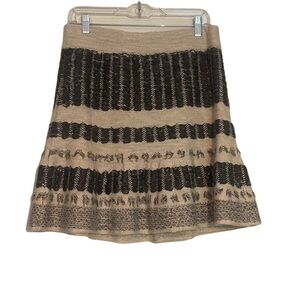 Anthropologie Sparrow Striped Black and Tan Women's Skirt size LP